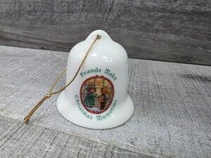 Russ Berrie Ceramic Bell #1909 Friends Make Christmas Memories Ornament g51g3